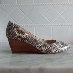 Franco Sarto Tan Snakeskin Low Wedge Shoe